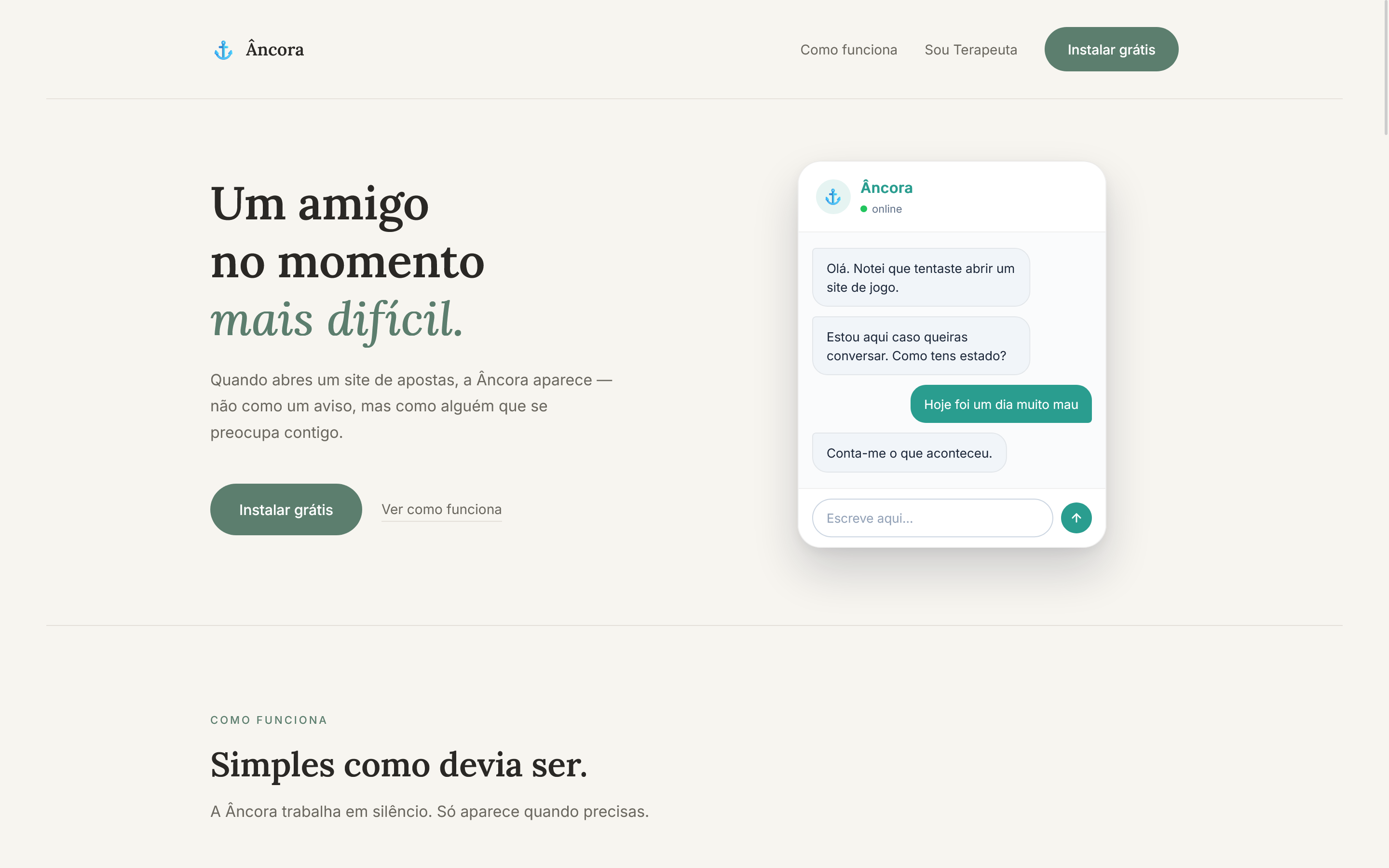 Website Âncora, projeto Webmari