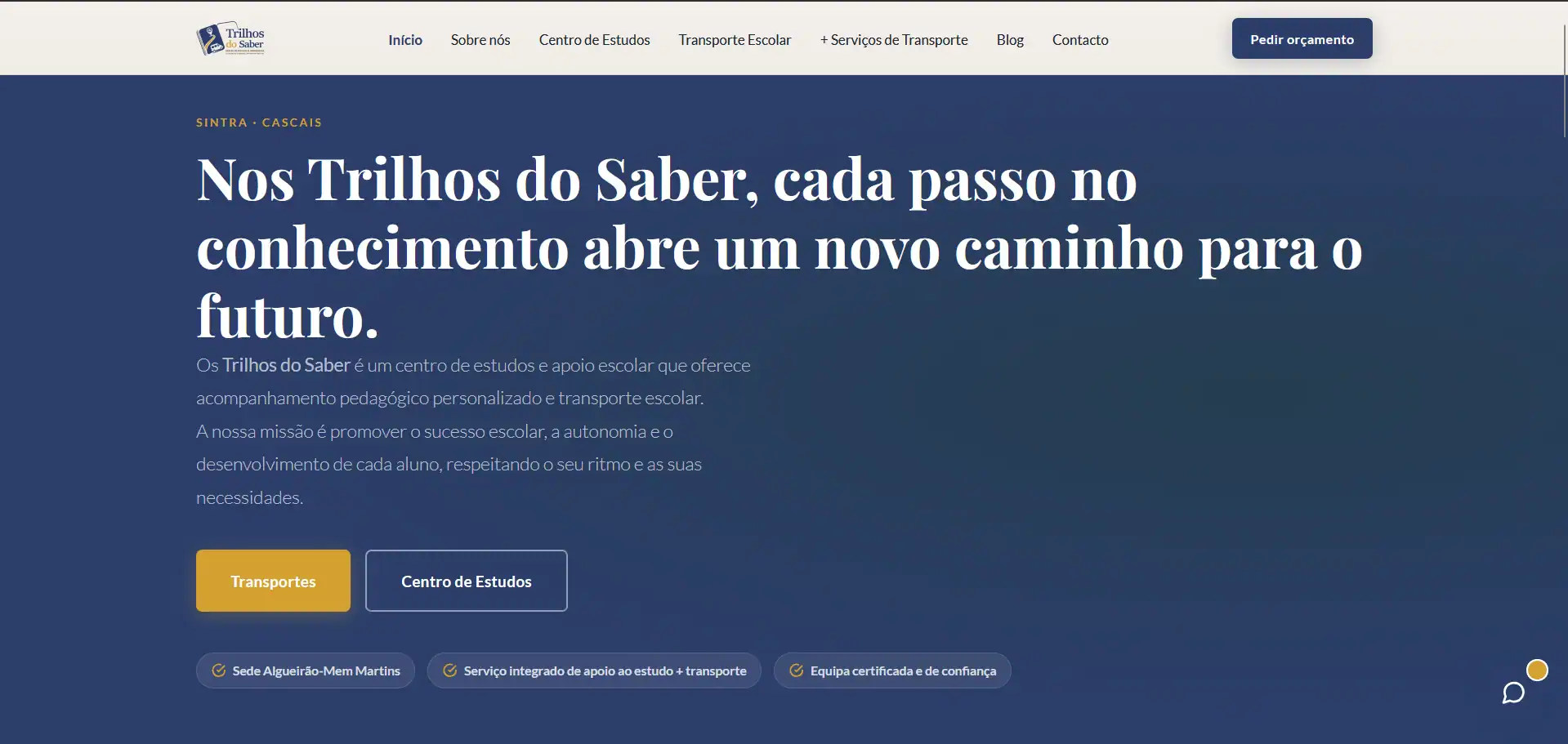 Website Trilhos do Saber, projeto Webmari